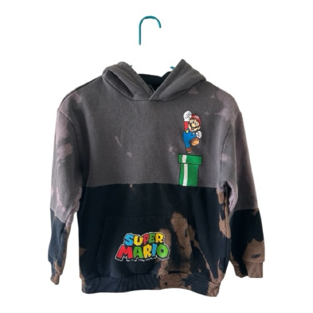 Kids Bleach Dyed Super Mario Hoodie – Boys Large – One of a Kind